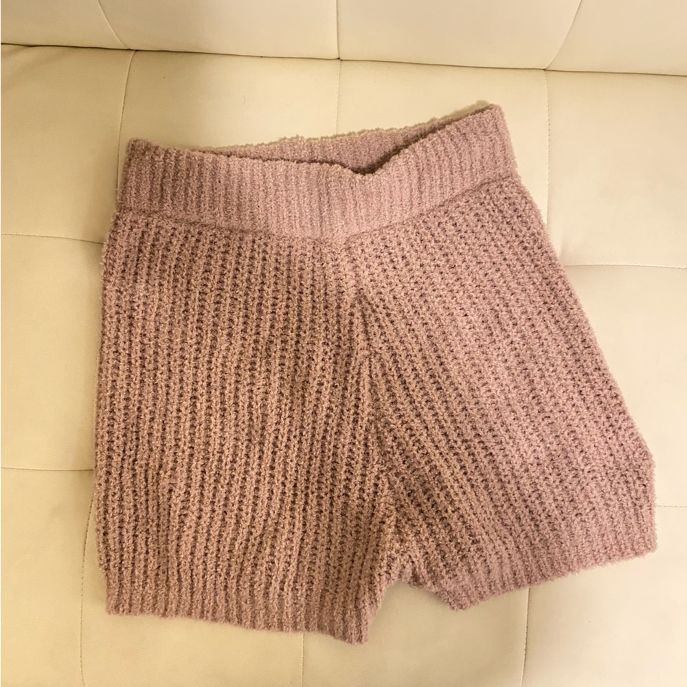 pinkish tan fuzzy lounge shorts (matching sweater sold separately)